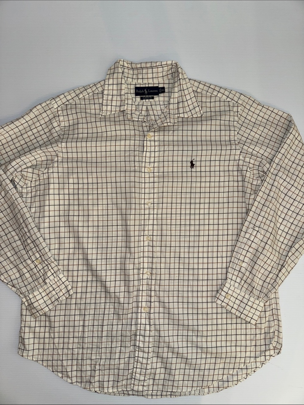 Ralph Lauren Cream Check Long-Sleeve Button-Down Shirt